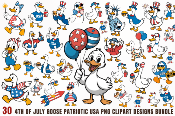 4th of July Goose Patriotic USA PNG Graphics