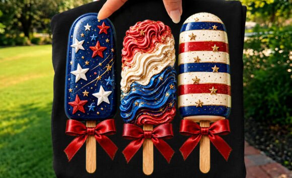American Flag Ice-crem Coquette Tee Png: Graphics for T-Shirt Designs