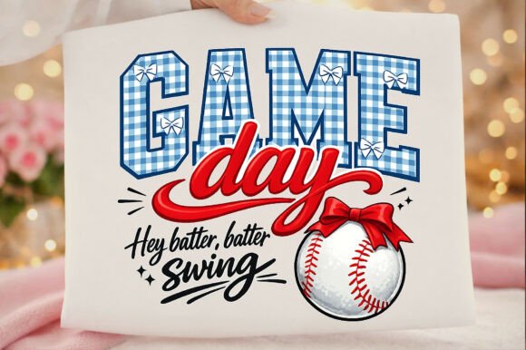 Baseball Game Day Coquette Bow Png Graphics
