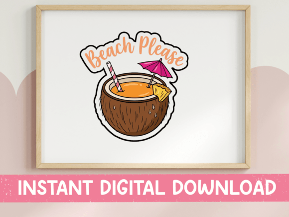 Beach Please Coconut Cocktail Summer Graphics