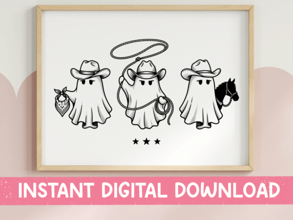 Cowboy Ghost Trio Roping Print Graphics