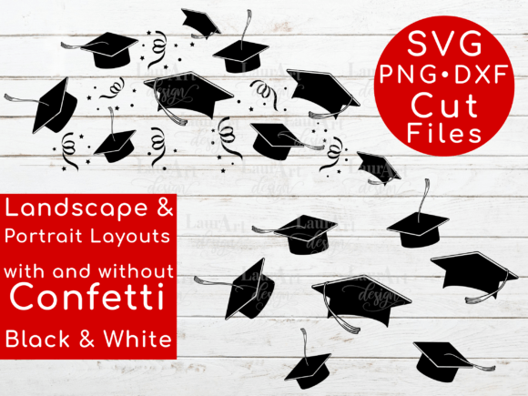 Flying Graduation Hats Overlay Grad Cap