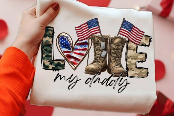 Military Dad USA Flag T-Shirt Png Graphics