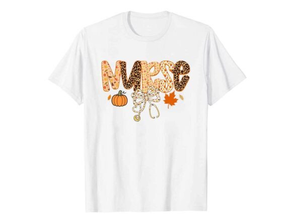 Nurse Pumpkin Bow Fall T-Shirt Graphics