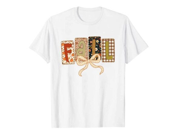 Patchwork Fall Bow Fall T-Shirt Graphics