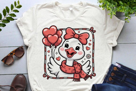 Preppy Cute Lovely Goose Valentine’s Day Graphics