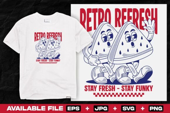 Retro Cartoon Watermelon Character Graphics