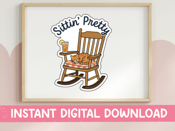 Sittin Pretty Rocking Chair Cat Design Graphics