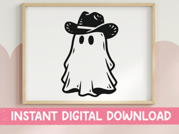 Smiling Cowboy Ghost Halloween Design Graphics