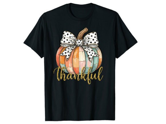 Thankful Pumpkin Bow Fall T-Shirt Graphics